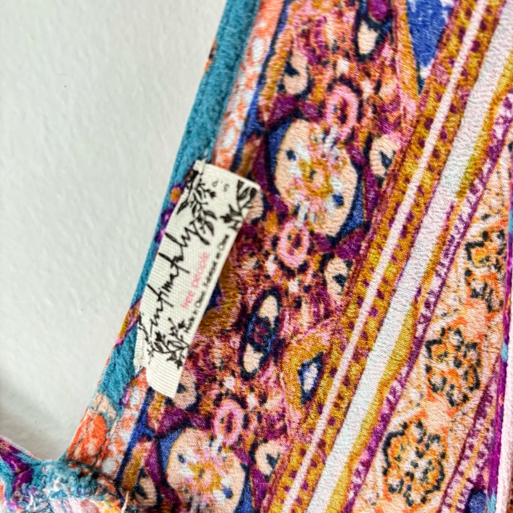 Free People Patchwork Floral Boho Fairy Tunic Top Beach Cottagecore Small-Medium - Picture 9 of 16